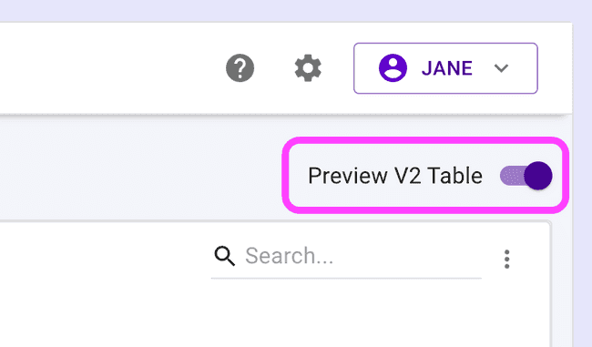 Students table - Preview the V2 table