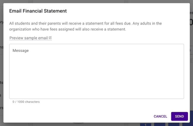 Financial Statement - Send to all students and parents