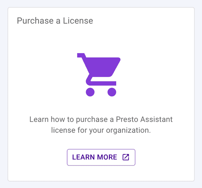 Dashboard - Purchase a Presto license