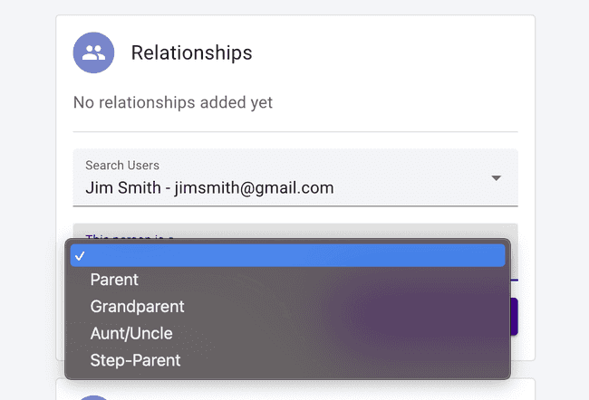 Student details - Add parent relationship to a student member