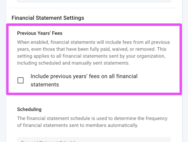 Show all previous year data on financial statements