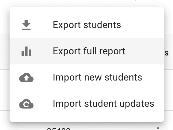 Students table - Export full report