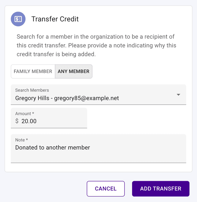 Choose between a family member or any other member