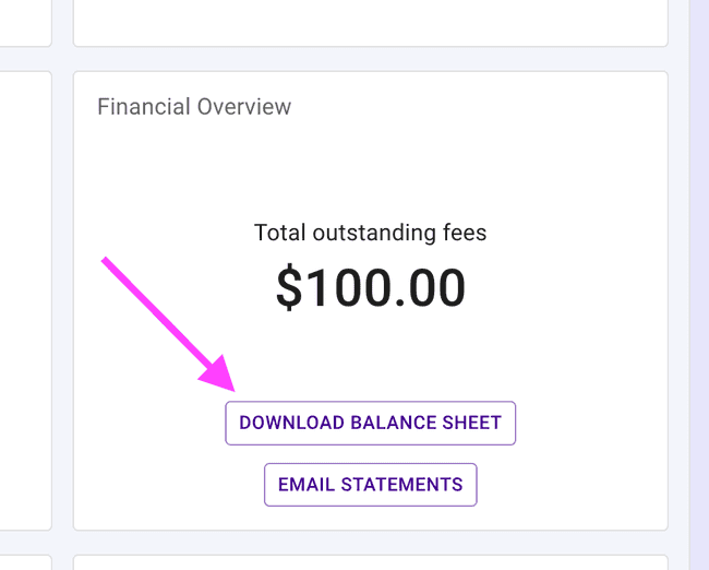 Dashboard Financial Overview - Download balance sheet