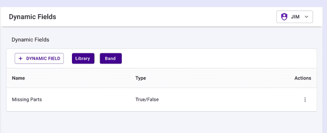 District Admin - Dynamic Fields table (band library view)