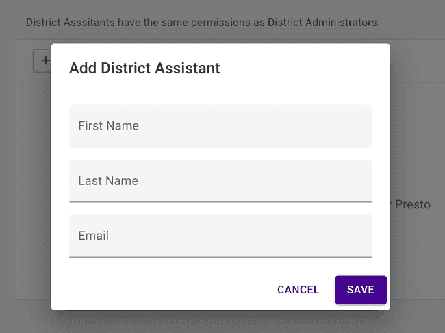 District Assistants — Add new Assistant