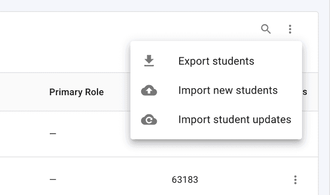 Students table - Two options for adding student data