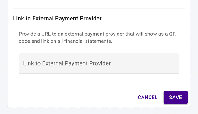Add a link to your own external payment provider