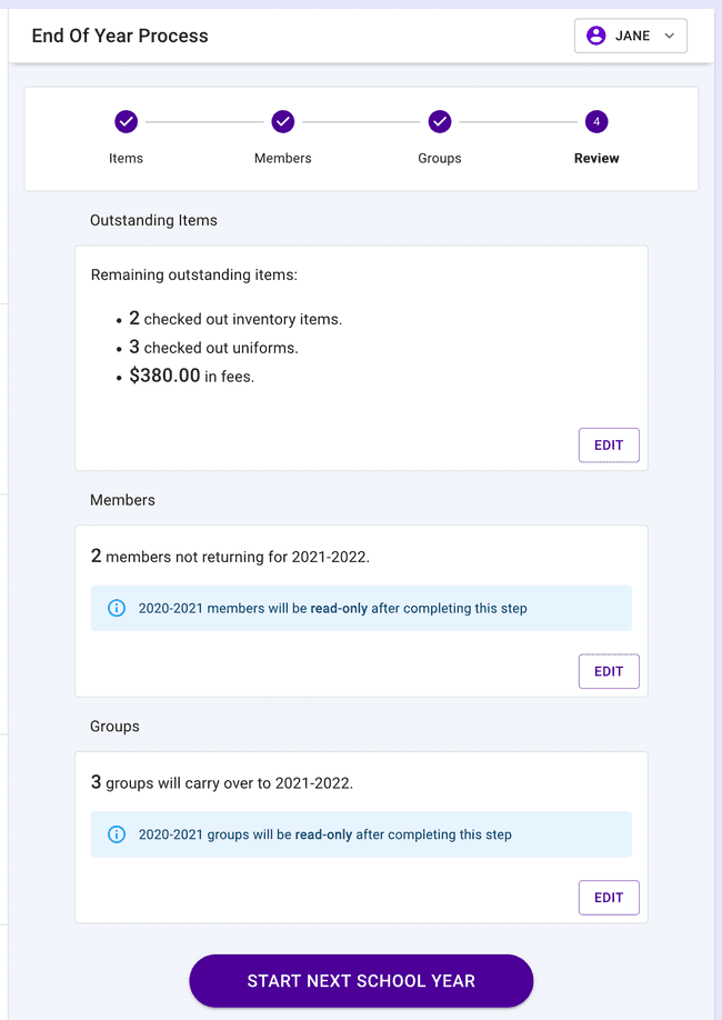 Review the data you are bringing into next year