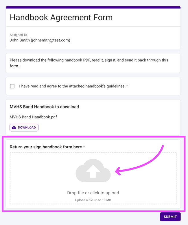Allow members to import documents to a form