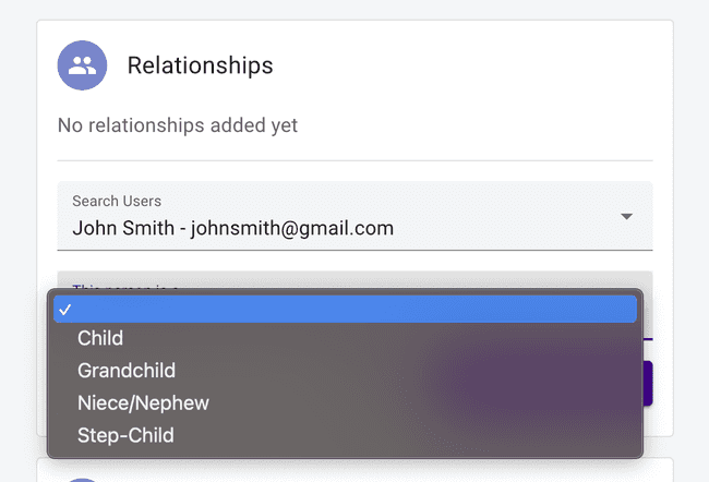 Parent details - Add student relationship to a parent member