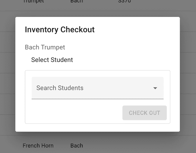 Inventory - Select students for quick checkout