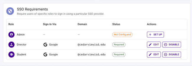 Adjust Single Sign-On settings for different member types