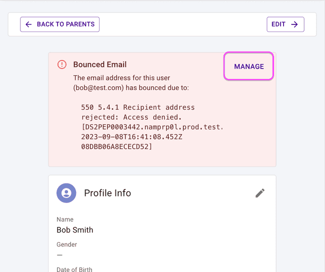Member Details — Email Suppression Alert