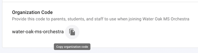 Distrct Admin - copy the Organization Code