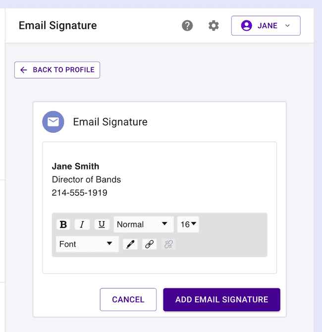 Email Signature - Create a new signature