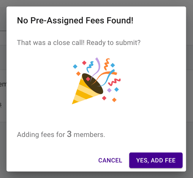 Duplicate financial fee - Proceed to add the fees