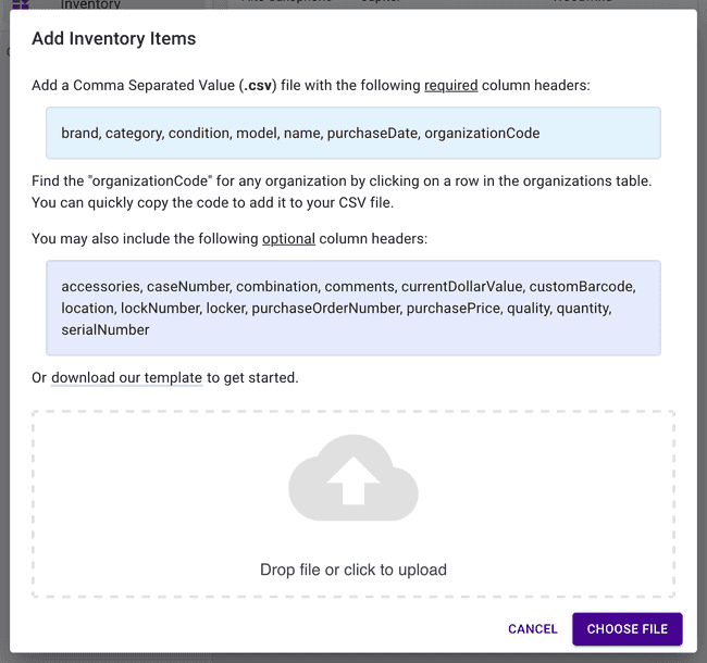 Distrct Admin Inventory Import — Step 2