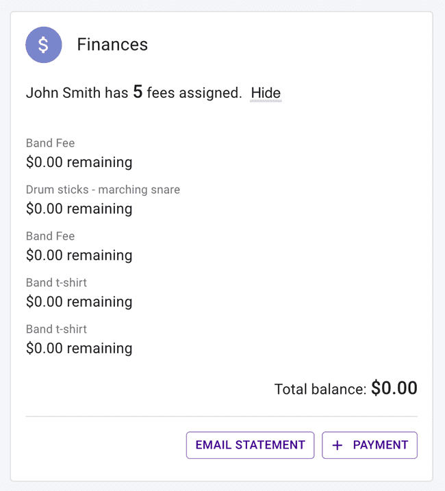 Member Details - Finances