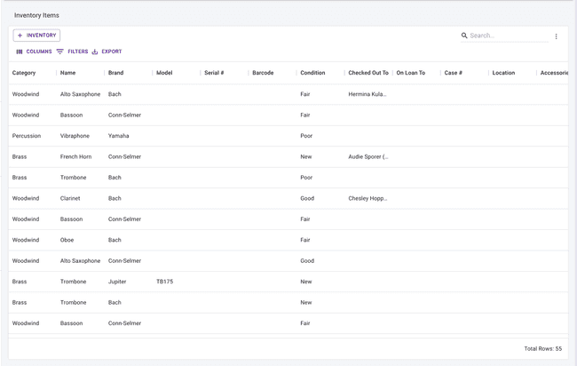 Inventory table - More data columns