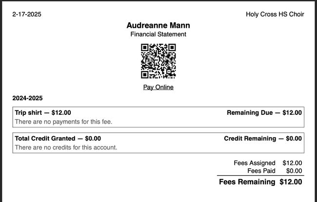 The QR code and link make it easy to pay