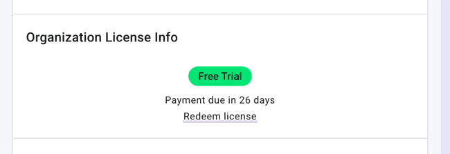 Organization Settings - days remaining until license expires