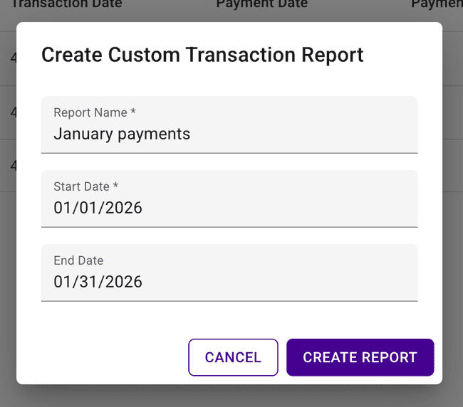 Choose custom dates and give your report a name