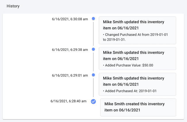 District Admin Inventory Item History