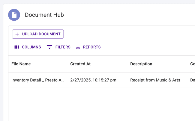 Check the inventory repair details page for Document Hub