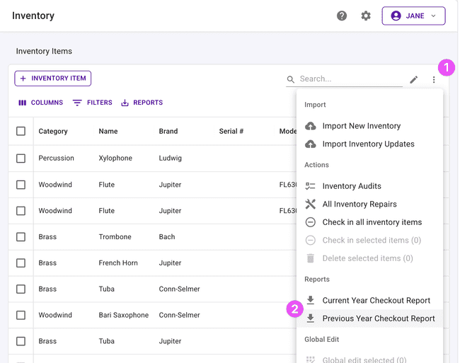 Review inventory checkout data for the prior year